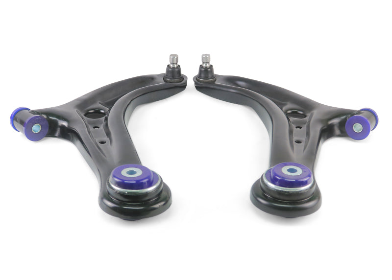 SuperPro 2011-2019 Ford Fiesta S Front Lower Control Arm Set w/ Bushings (+Caster) - Superpro - part TRC1069 - TLNS Motorsports
