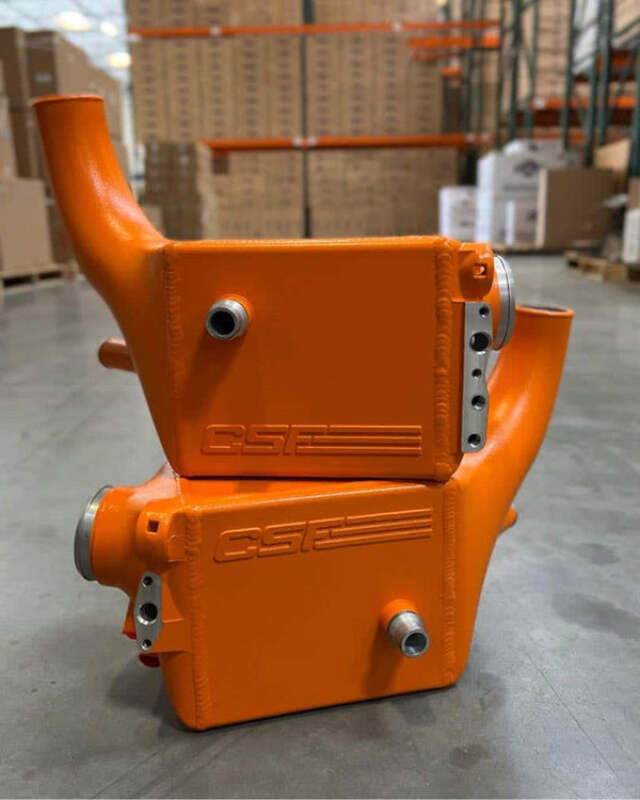 CSF 16-21 BMW M5 (F90) / 17-21 BMW M8 (F91/F92/F93) Twin Charge-Air-Cooler Set - Fire Orange Matte - CSF - part 8178FOM - TLNS Motorsports