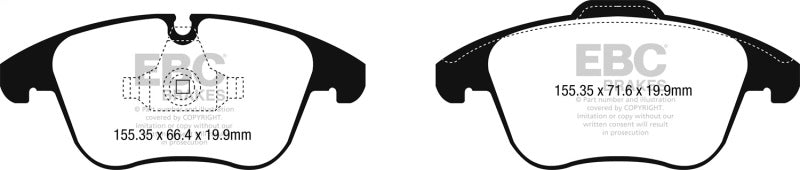 EBC 2016+ Jaguar XE-Type 2.0T Ultimax2 Front Brake Pads (Use w/ 12.4in Rotors) - part UD1869 - TLNS Motorsports