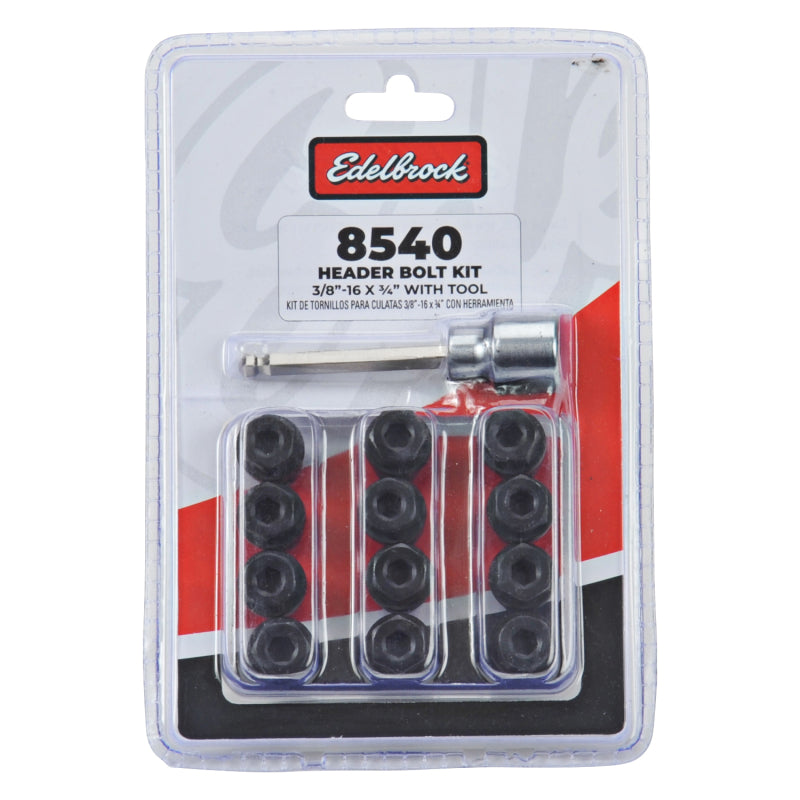 Edelbrock Exhaust Header Bolts 3/8in-16 X 3/4in, Black Oxide W/ Allen Socket - Edelbrock - part 8540 - TLNS Motorsports