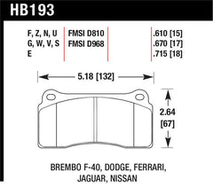 Hawk 09-11 Nissan GT-R Blue 9012 Race Rear Brake Pads - part HB193E.670 - TLNS Motorsports
