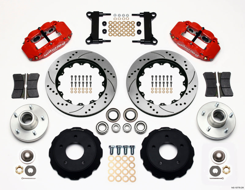 Wilwood Narrow Superlite 6R Front Hub Kit 14.00in Drill Red Chevy C-10 60-87 CPP Drop Spindle - part 140-10776-DR - TLNS Motorsports