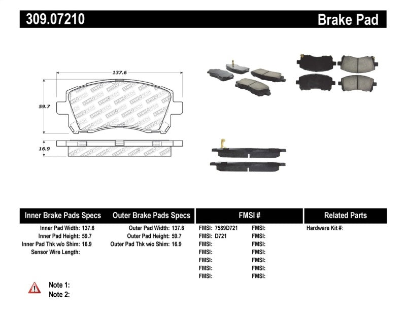 StopTech Performance 02-03 WRX Front Brake Pads - part 309.07210 - TLNS Motorsports