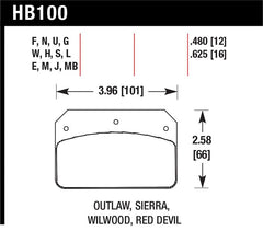 Hawk Wilwood/Outlaw 16mm Blue 9012 Rear Brake Pads - part HB100E.625 - TLNS Motorsports