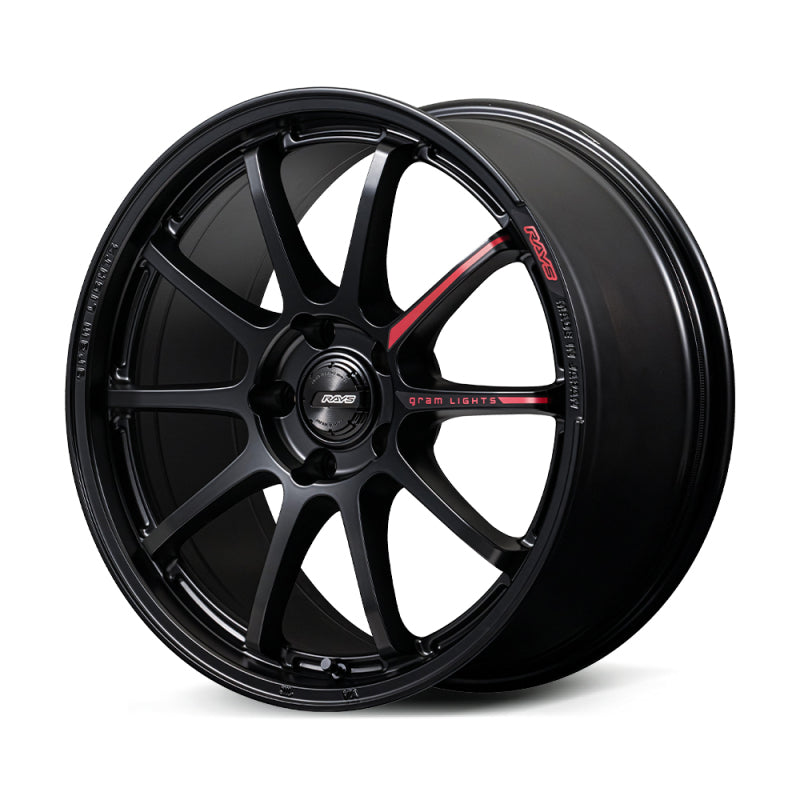 Gram Lights 57NR LIMITED II 17x7.0 +47 4-100 Semigloss Black Wheel w/ Black Cap/Stickers/Air Valve - Gram Lights - part WGN2M47ASB - TLNS Motorsports