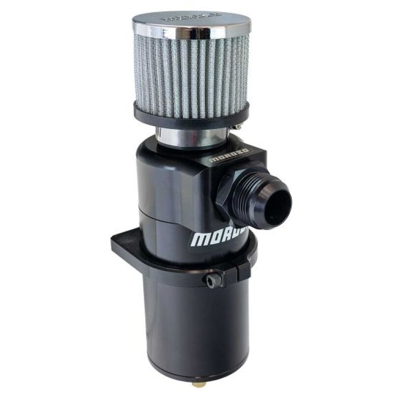 Moroso Single Inlet Black -16AN Billet Breather Tank Catch Can - Moroso - part 85413 - TLNS Motorsports