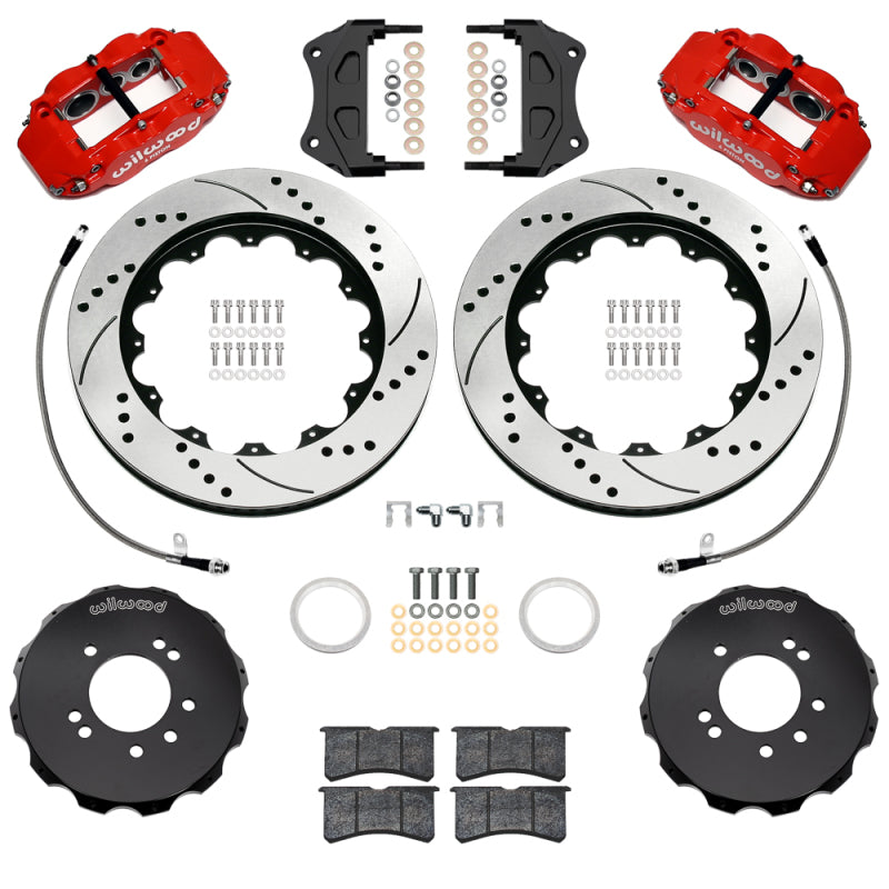 Wilwood 99-02 Nissan Skyline Superlite 6R Front BBK w/ 14.00in D/S Rotors & Flexlines - Red - Wilwood - part 140-18258-DR - TLNS Motorsports