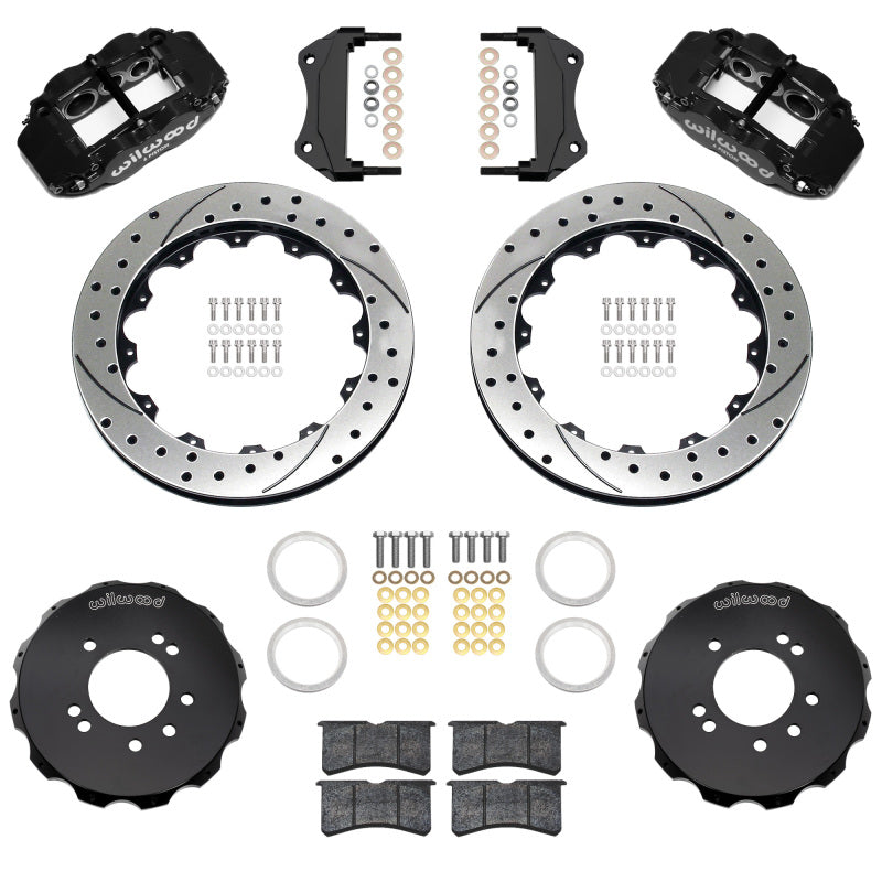 Wilwood 89-98 Nissan 240SX/89-94 Skyline/90-96 300ZX Superlite 6R Fr BBK w/ 12.88in D/S Rotors - Blk - Wilwood - part 140-18243-D - TLNS Motorsports