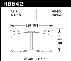 Hawk Wilwood 7816 12mm Caliper DTC-30 Rear Race Pads - part HB542W.490 - TLNS Motorsports
