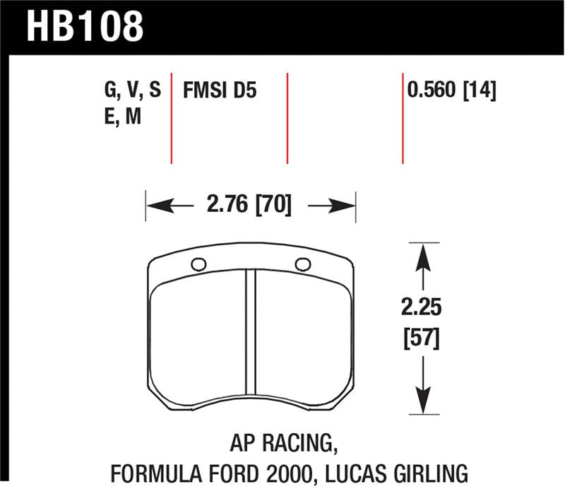 Hawk AP Racing 14mm Blue 9012 Race Brake Pads - part HB108E.560 - TLNS Motorsports