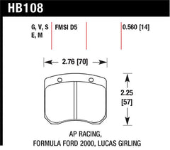 Hawk AP Racing 14mm Blue 9012 Race Brake Pads - part HB108E.560 - TLNS Motorsports