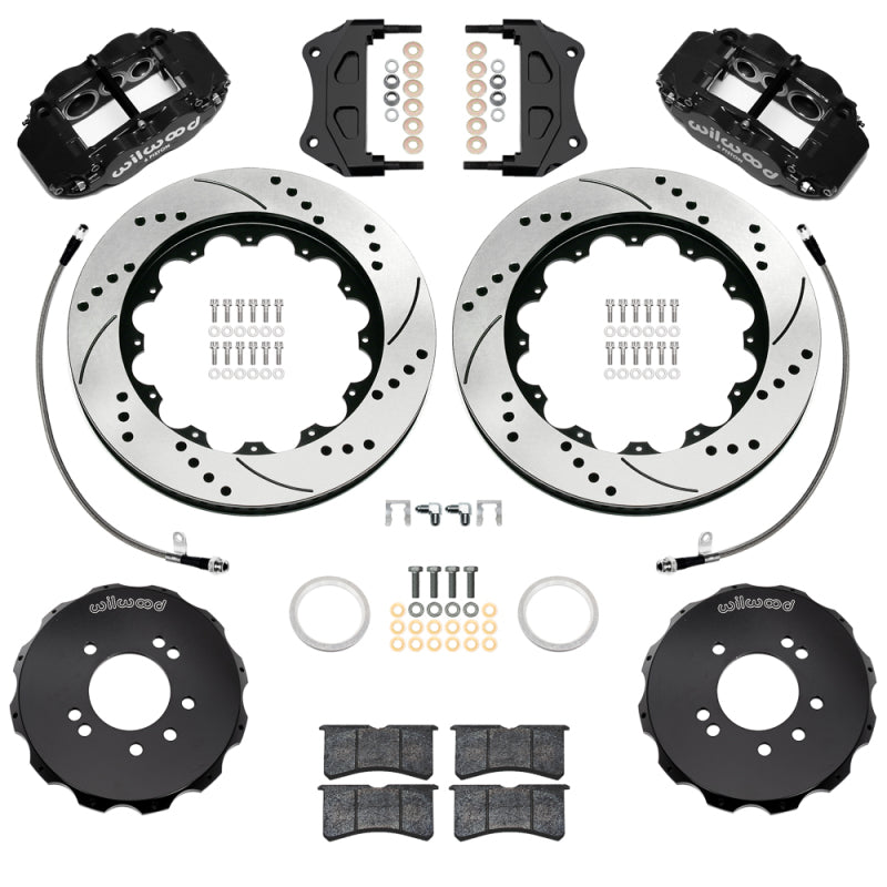 Wilwood 99-02 Nissan Skyline Superlite 6R Front BBK w/ 14.00in D/S Rotors & Flexlines - Black - Wilwood - part 140-18258-D - TLNS Motorsports