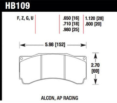 Hawk AP Racing  DTC-60 Rear Race Brake Pads - part HB109G.710 - TLNS Motorsports