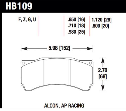 Hawk AP Racing  DTC-60 Rear Race Brake Pads - part HB109G.710 - TLNS Motorsports