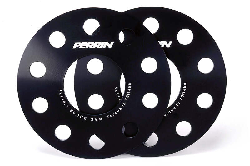 PERRIN 23-26 Toyota GR Corolla 60.1mm CB / 5x114.3 BP Wheel Spacers - 3mm - Perrin Performance - part PTP-WHL-103BK - TLNS Motorsports