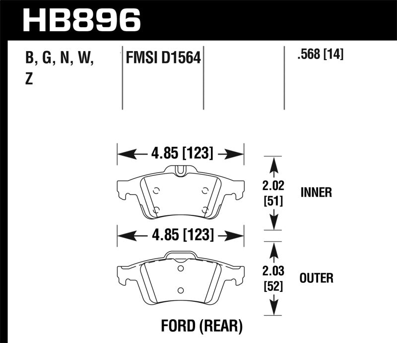 Hawk 22-23 Ford Transit Connect DTC-60 Race Rear Brake Pads - Hawk Performance - part HB896G.568 - TLNS Motorsports