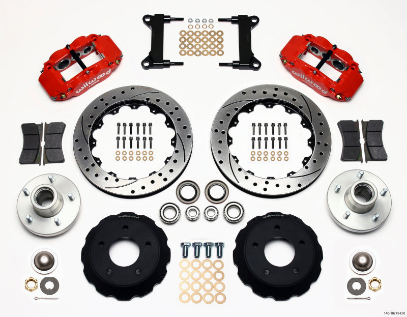 Wilwood Narrow Superlite 6R Front Hub Kit 13.06in Drill Red Chevy C-10 60-87 CPP Drop Spindle - part 140-10775-DR - TLNS Motorsports