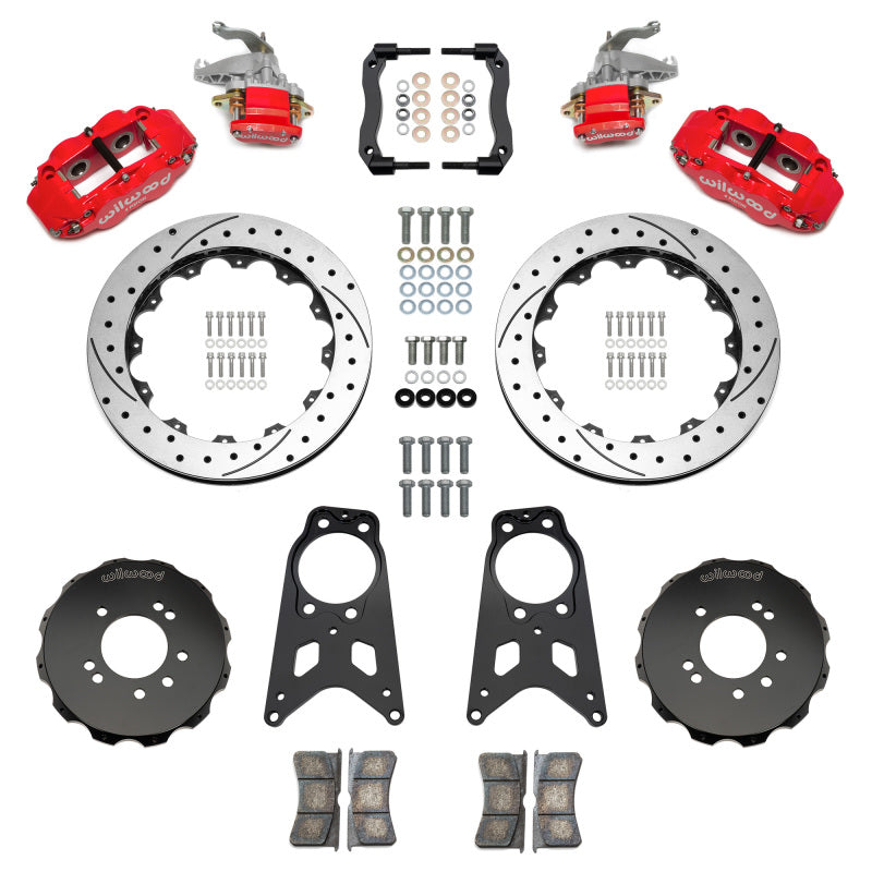 Wilwood 89-98 Nissan 240SX FNSL4R/MC4 Rear Parking BBK w/ 13.50in D/S Rotors - Red - Wilwood - part 140-18271-DR - TLNS Motorsports