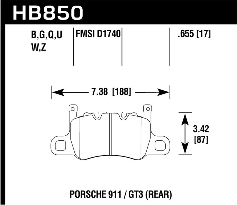 Hawk 14-17 Porsche 911 GT3 HP+ Street/Motorsports Crossover Rear Brake Pads - Hawk Performance - part HB850N.655 - TLNS Motorsports