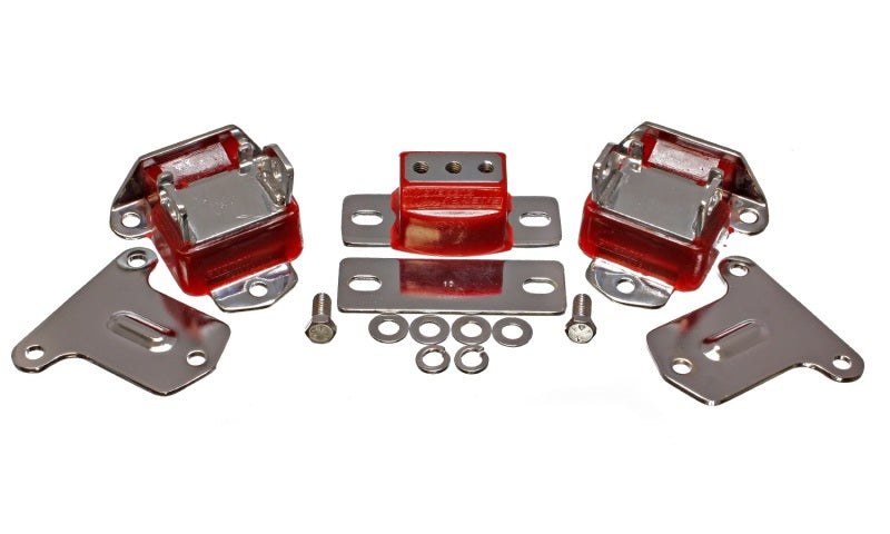 Energy Suspension 69-71 Camaro / 70-73 Monte Carlo Red Motor and Transmission Mounts; Chrome Finish - part 3.1134R - TLNS Motorsports