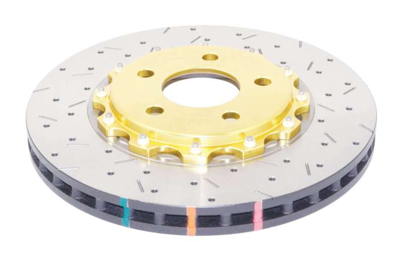 DBA 05-10 Ford Mustang GT / 11-13 V6 Front Drilled & Slotted 5000 Series 2 Piece Rotor w/ Gold Hat - DBA - part DBA52113GLDXS - TLNS Motorsports