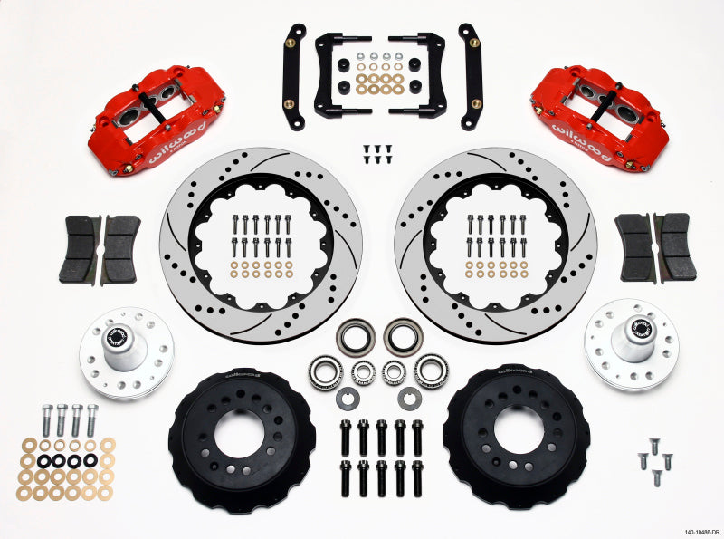 Wilwood Narrow Superlite 6R Front Hub Kit 14.00in Drill Red 70-78 Camaro - part 140-10486-DR - TLNS Motorsports