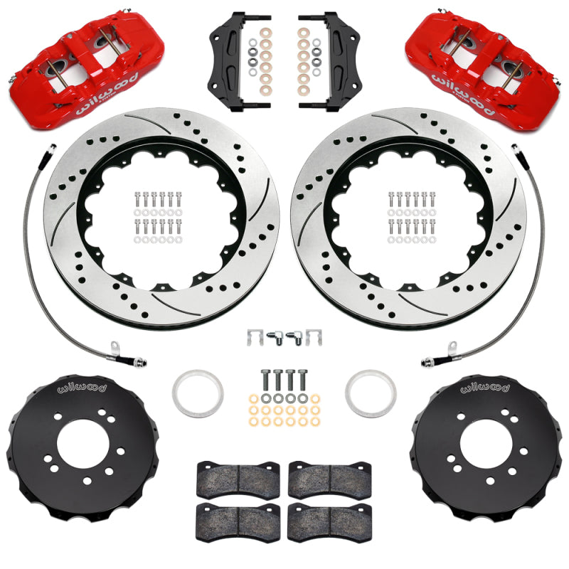 Wilwood 99-02 Nissan Skyline Aerolite 6R Front BBK w/ 14.00in D/S Rotors & Flexlines - Red - Wilwood - part 140-18260-DR - TLNS Motorsports