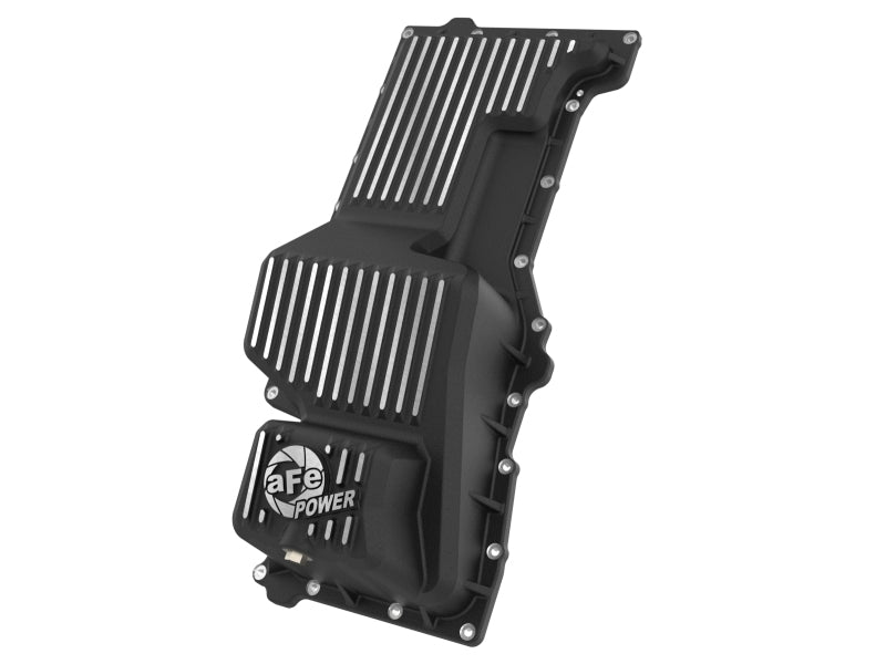 aFe 20-25 GM Trucks L6 3.0L Engine Oil Pan - Black w/ Machined Fins - aFe - part 46-71440B - TLNS Motorsports