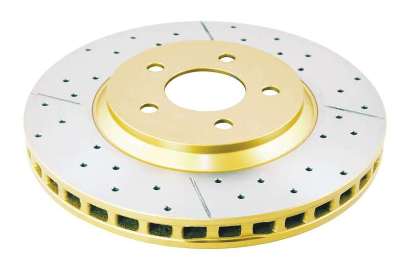 DBA 05-14 Ford Mustang GT Front Street Series Drilled & Slotted Rotor w/Gold Hat - DBA - part DBA2113X - TLNS Motorsports