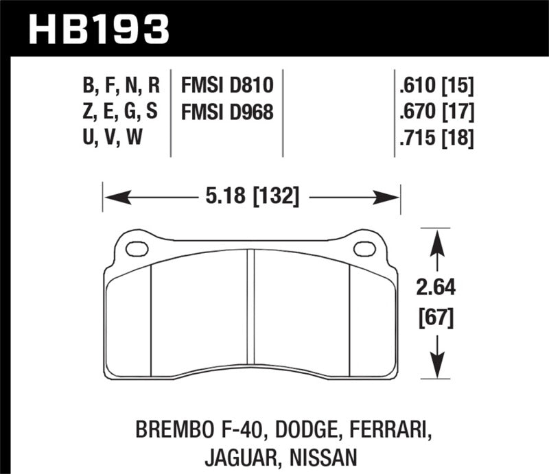 Hawk 09-11 Nissan GT-R HPS Street Rear Brake Pads - part HB193F.670 - TLNS Motorsports