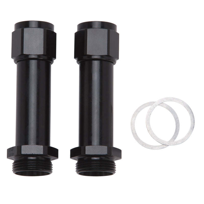 Russell Adapter Fitting -8 Female An To Holley Dual Feed 750 Through Domin. 1350 Male Blk Ano 2 Pk - Russell - part 640753 - TLNS Motorsports