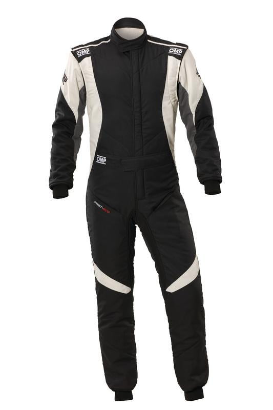 OMP FIRST EVO OVERALL my2025 FIA 8856-2018/SFI GRAY / BLACK SZ 44 - OMP - part IA0-1874-A01-SF-089-44 - TLNS Motorsports