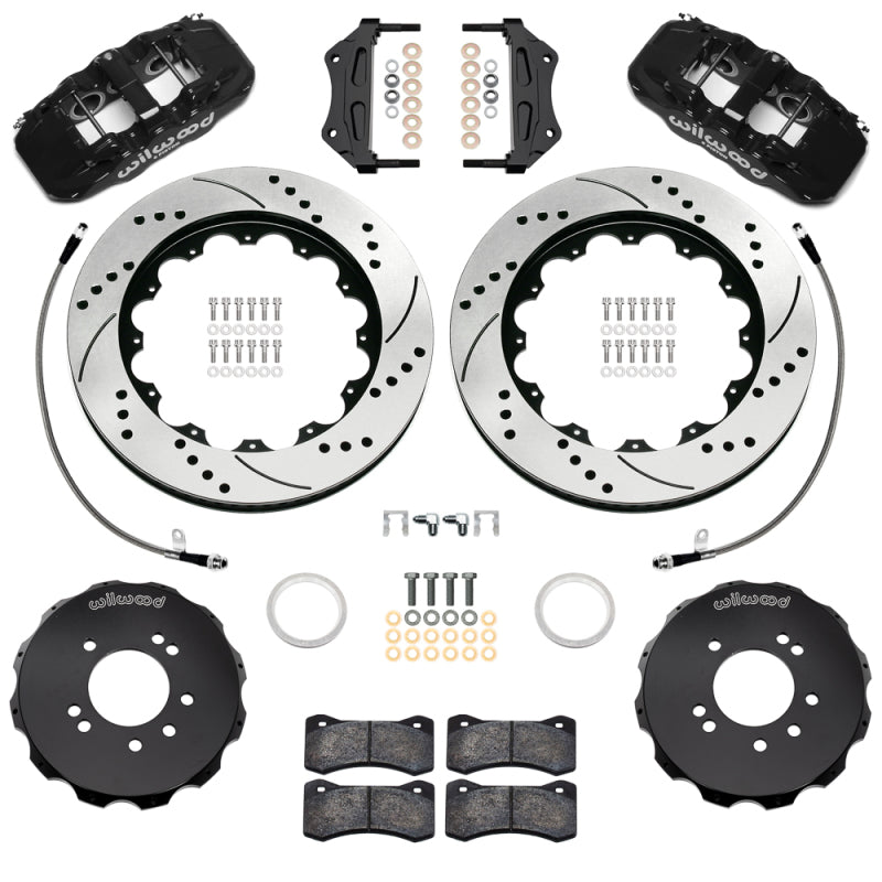Wilwood 99-02 Nissan Skyline Aerolite 6R Front BBK w/ 14.00in D/S Rotors & Flexlines - Black - Wilwood - part 140-18260-D - TLNS Motorsports