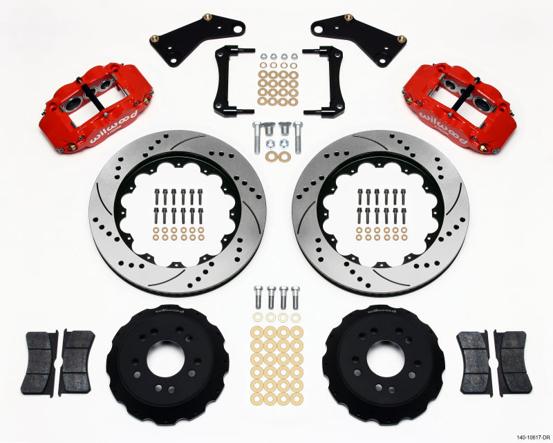 Wilwood Narrow Superlite 6R Front Hat Kit 14.00in Drill Red 65-82 Corvette C2/C3 - part 140-10617-DR - TLNS Motorsports