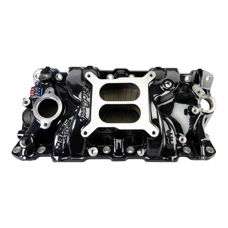 Edelbrock Chevy SB Performer EPS Manifold w/ Oil Fill Tube - Black Plasma - Edelbrock - part 2703-BP - TLNS Motorsports