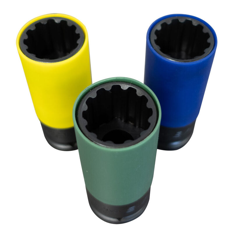 Counteract Socket Pro  6 Way Socket 3pc Set - 22mm, 7/8in, 15/16in - 1/2in Drive - Counteract - part CBBS12-S3T - TLNS Motorsports