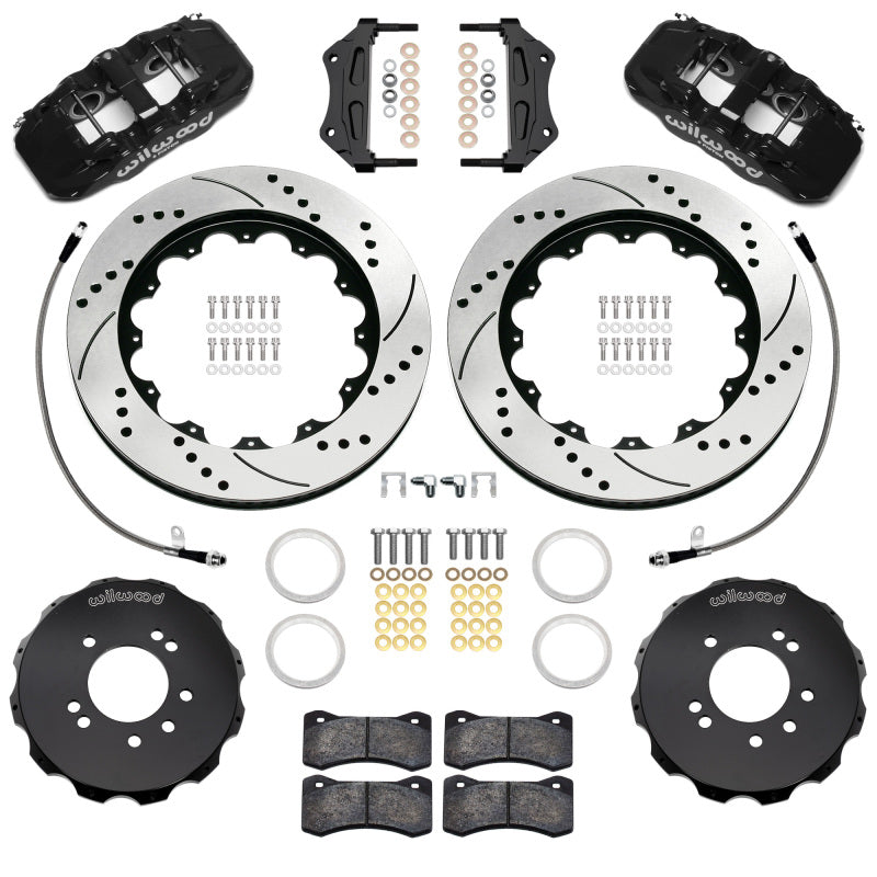 Wilwood 89-98 Nissan 240SX/89-94 Skyline/90-96 300ZX Aerolite 6R Fr BBK w/ 14in D/S Rotors - Black - Wilwood - part 140-18251-D - TLNS Motorsports