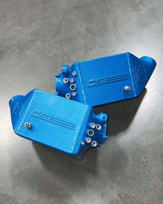 CSF 12-16 BMW M5 (F10) / 12-18 BMW M6 (F06/F12/F13) Twin Charge-Air-Cooler Set - Caliper Blue Candy - CSF - part 8109MCBC - TLNS Motorsports