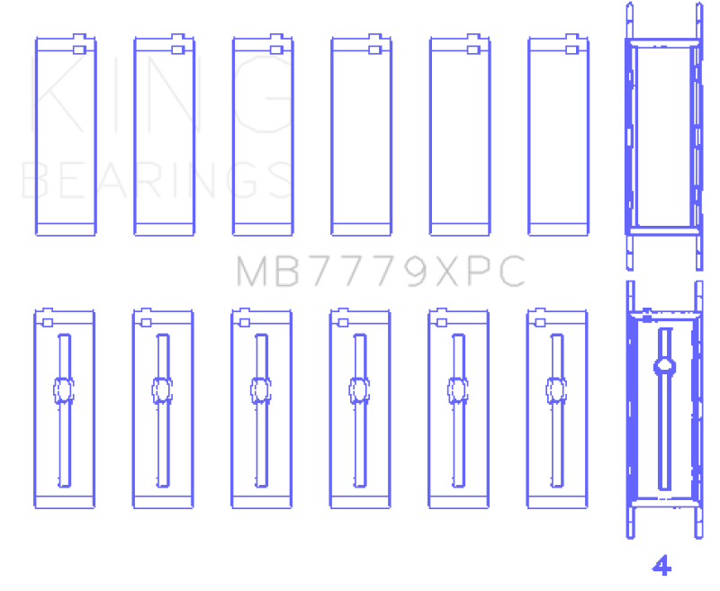 King Engine Bearings BMW B58B30A (Size 0.26) Coated Performance Main Bearing Set - King Engine Bearings - part MB7779XPC.026 - TLNS Motorsports