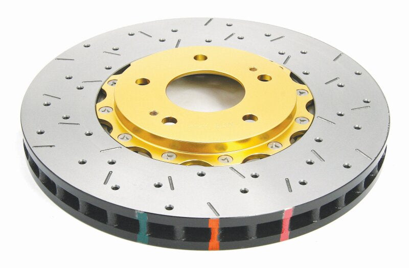 DBA 03-05 Evo 8/9 Front Drilled & Slotted 5000 Series 2 Piece Rotor Assembled w/ Gold Hat - DBA - part DBA52218GLDXS - TLNS Motorsports