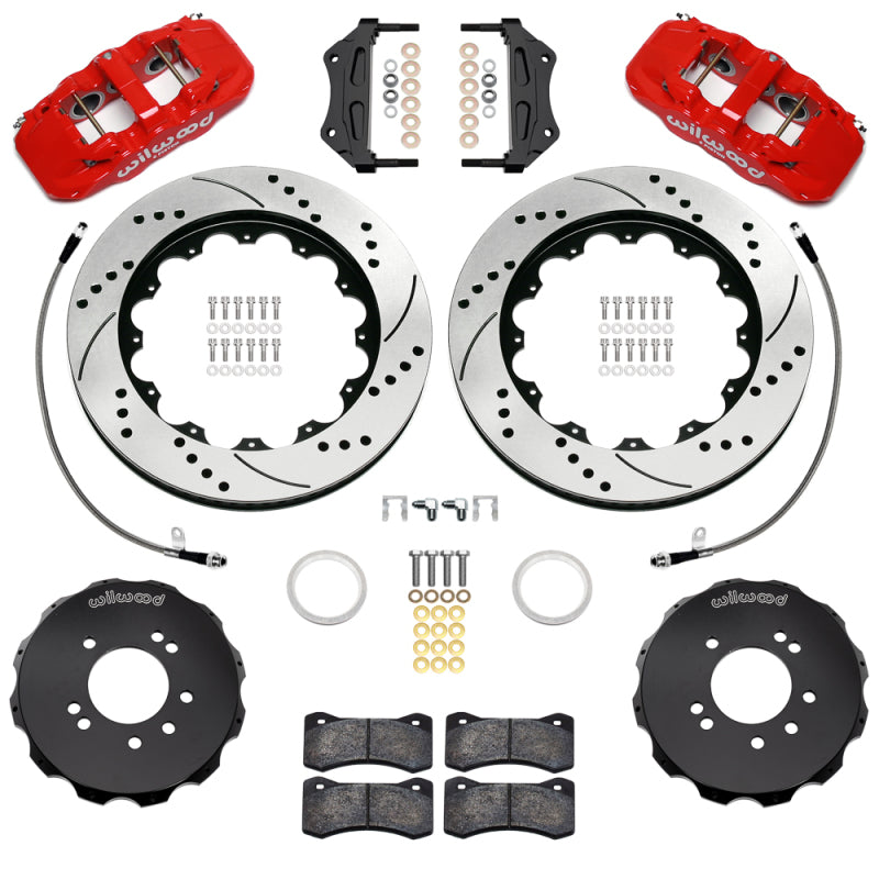 Wilwood 95-98 Nissan Skyline Aerolite 6R Front BBK w/ 14.00in D/S Rotors & Flexlines - Red - Wilwood - part 140-18254-DR - TLNS Motorsports