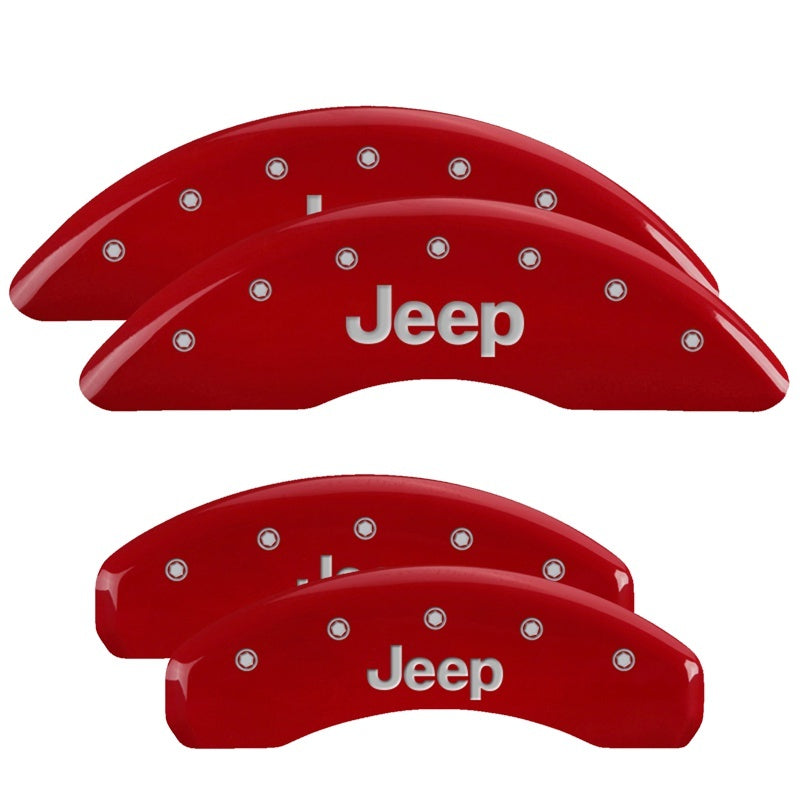 MGP 4 Caliper Covers Engraved Front & Rear 21-25 Grand Cherokee - Red w/ Jeep Logo - MGP - part 42026SJEPRD - TLNS Motorsports