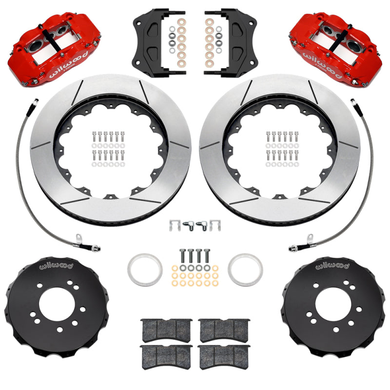 Wilwood 99-02 Nissan Skyline Superlite 6R Front BBK w/ 14in Slotted Rotors & Flexlines - Red - Wilwood - part 140-18258-R - TLNS Motorsports
