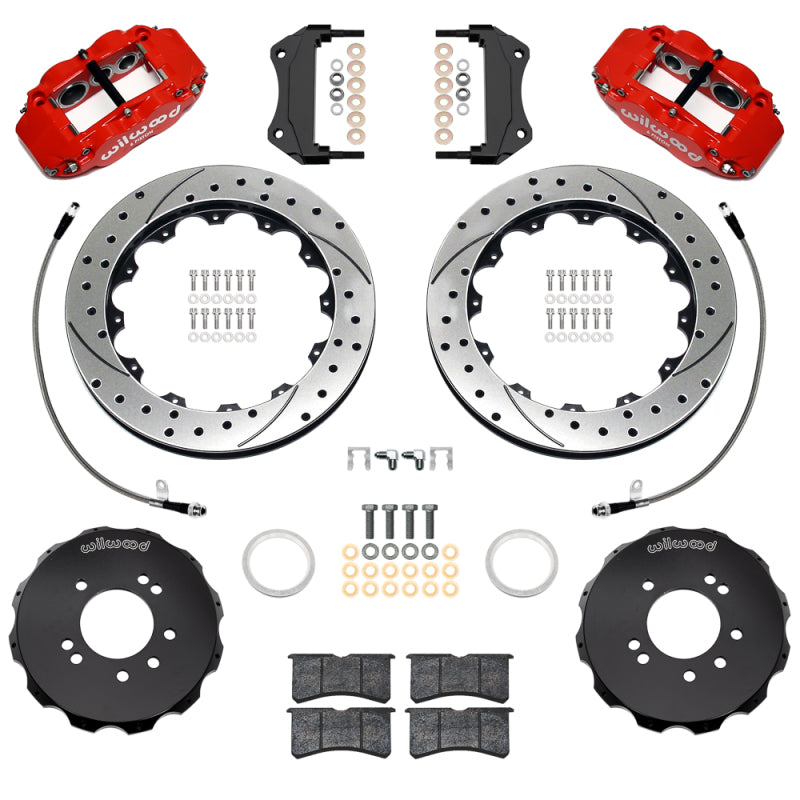Wilwood 99-02 Nissan Skyline Superlite 6R Front BBK w/ 12.88in Slotted Rotors & Flexlines - Red - Wilwood - part 140-18256-R - TLNS Motorsports